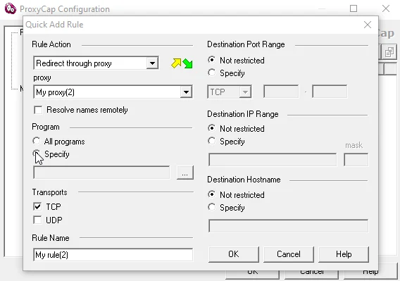 Настройка прокси в программе ProxyCap