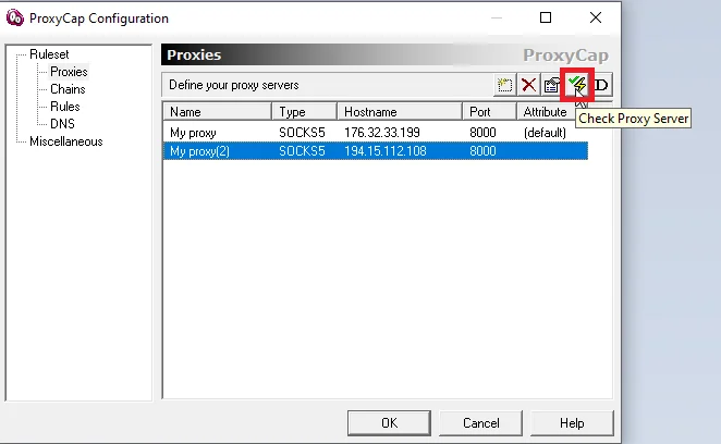 Настройка прокси в программе ProxyCap