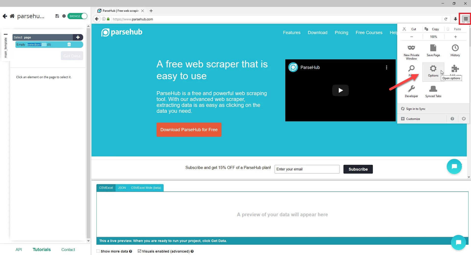 Настройка прокси в программе Parse-hub