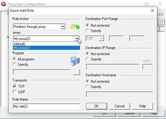 Настройка прокси в программе ProxyCap