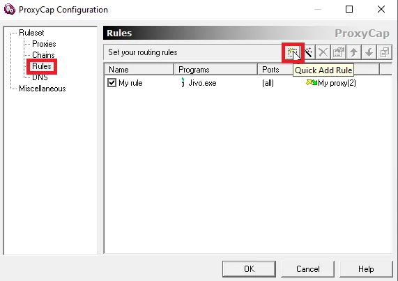 Настройка прокси в программе ProxyCap