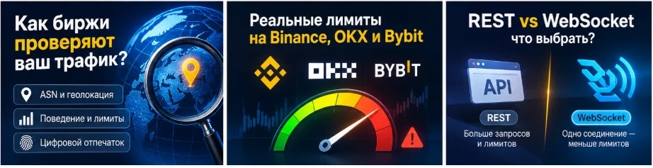 Прокси для криптобирж: Binance, OKX, Bybit - полный разбор