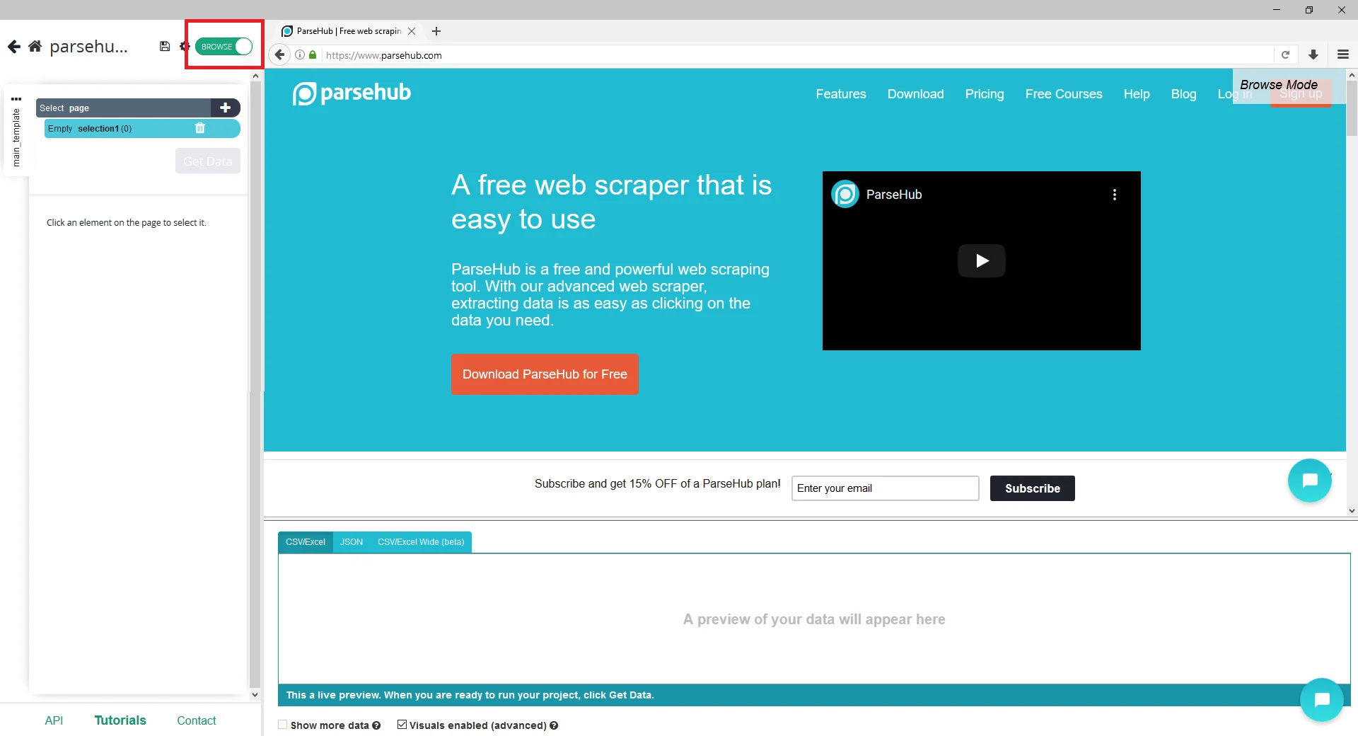 Настройка прокси в программе Parse-hub