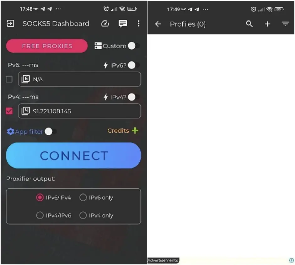 Настройка прокси в  программе Socks5