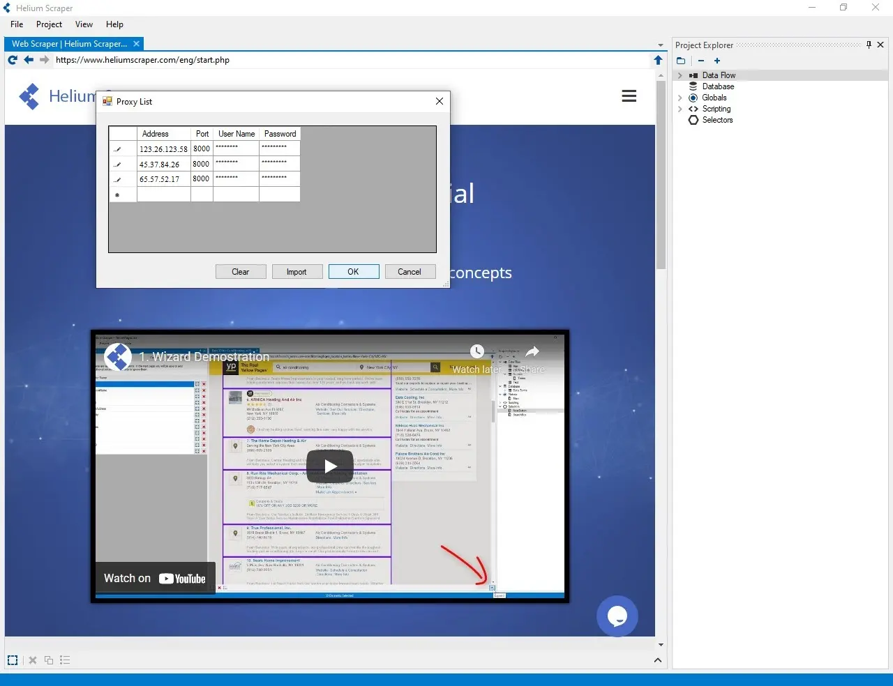 Инструкция по настройке прокси в программе Helium Scraper