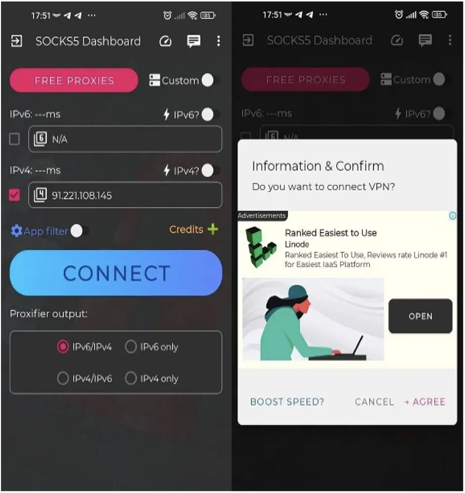 Настройка прокси в  программе Socks5