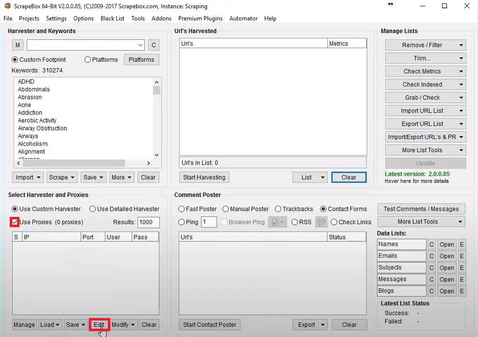 Инструкция по настройке прокси в программе ScrapeBox