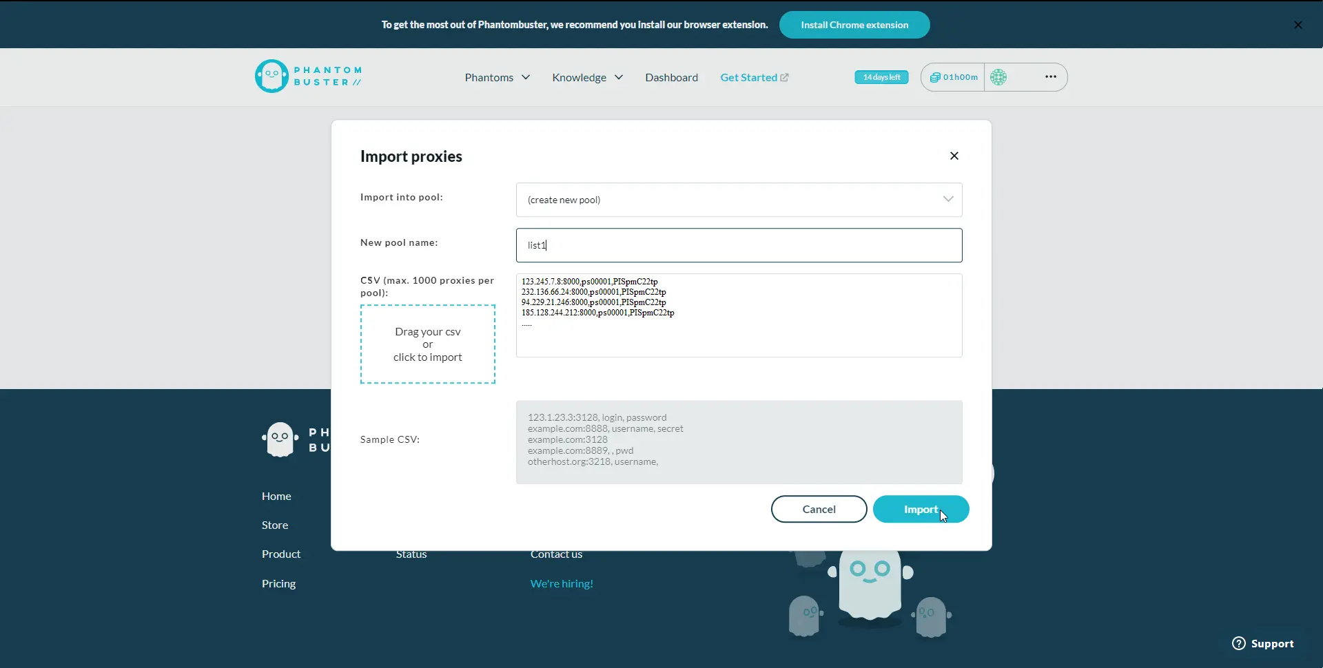 Настройка прокси в PhantomBuster
