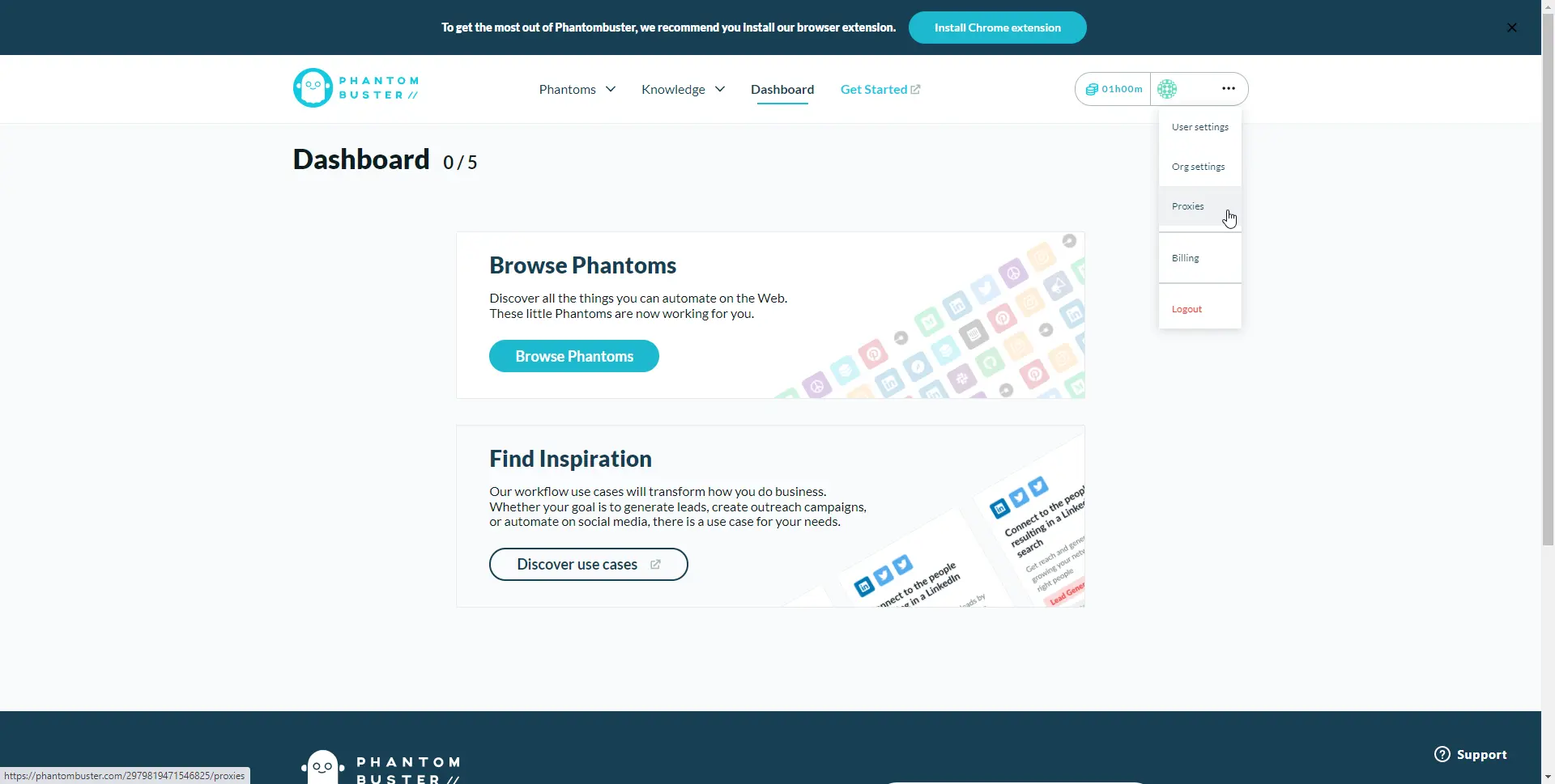 Настройка прокси в PhantomBuster