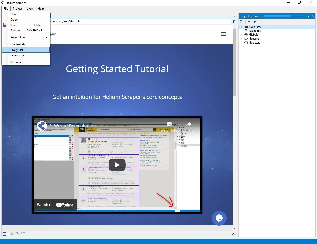 Инструкция по настройке прокси в программе Helium Scraper