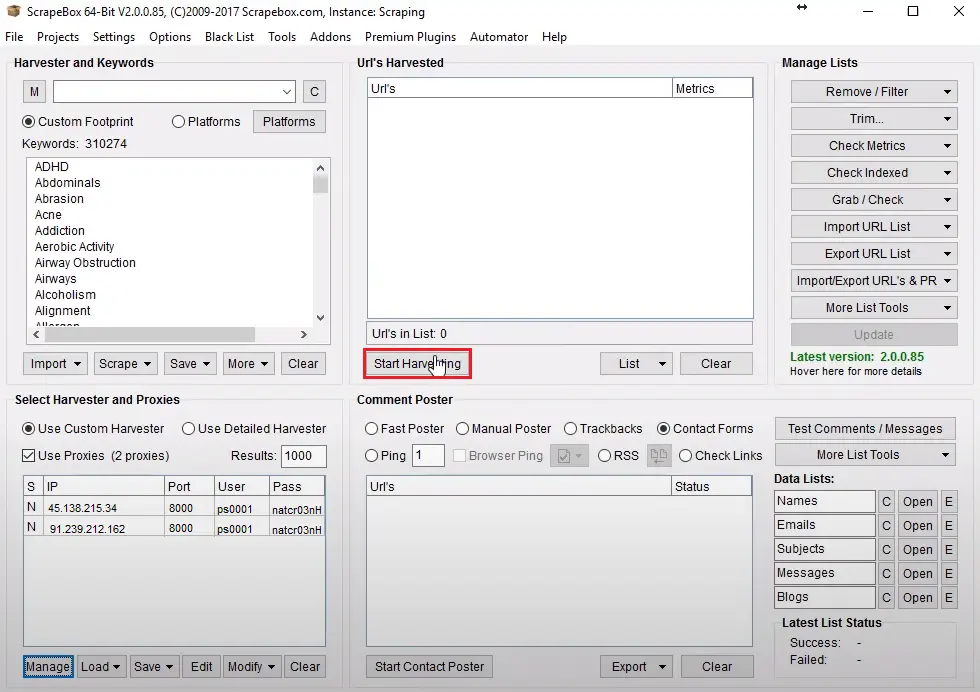 Инструкция по настройке прокси в программе ScrapeBox