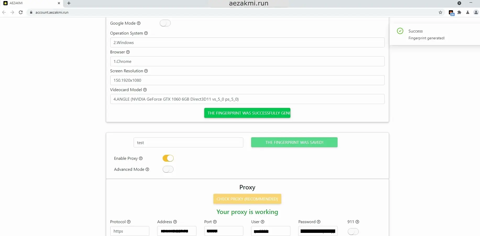 Настройка прокси в антидетект браузере AEZAKMI